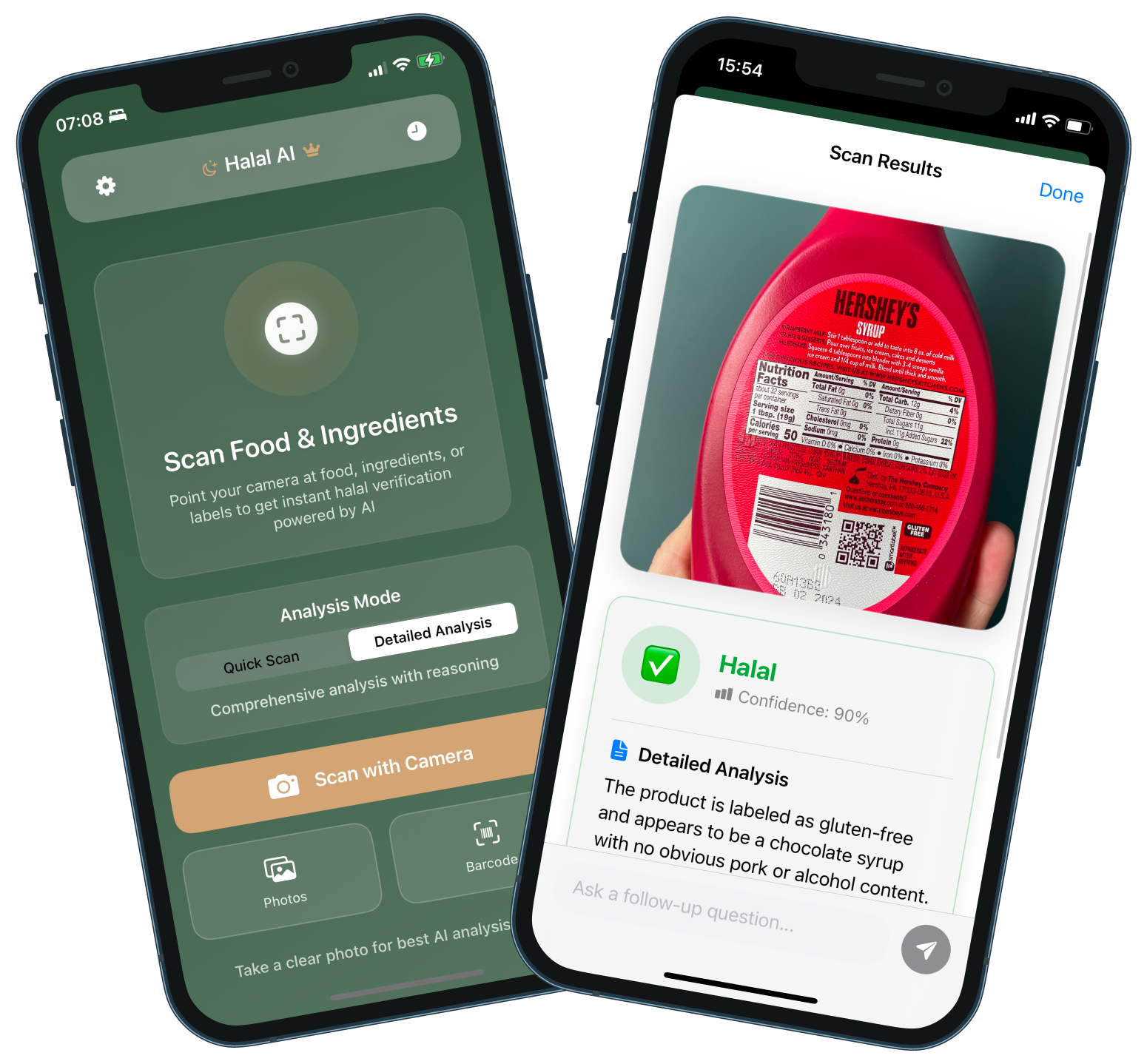 Halal Food AI Identifier app interface screenshot